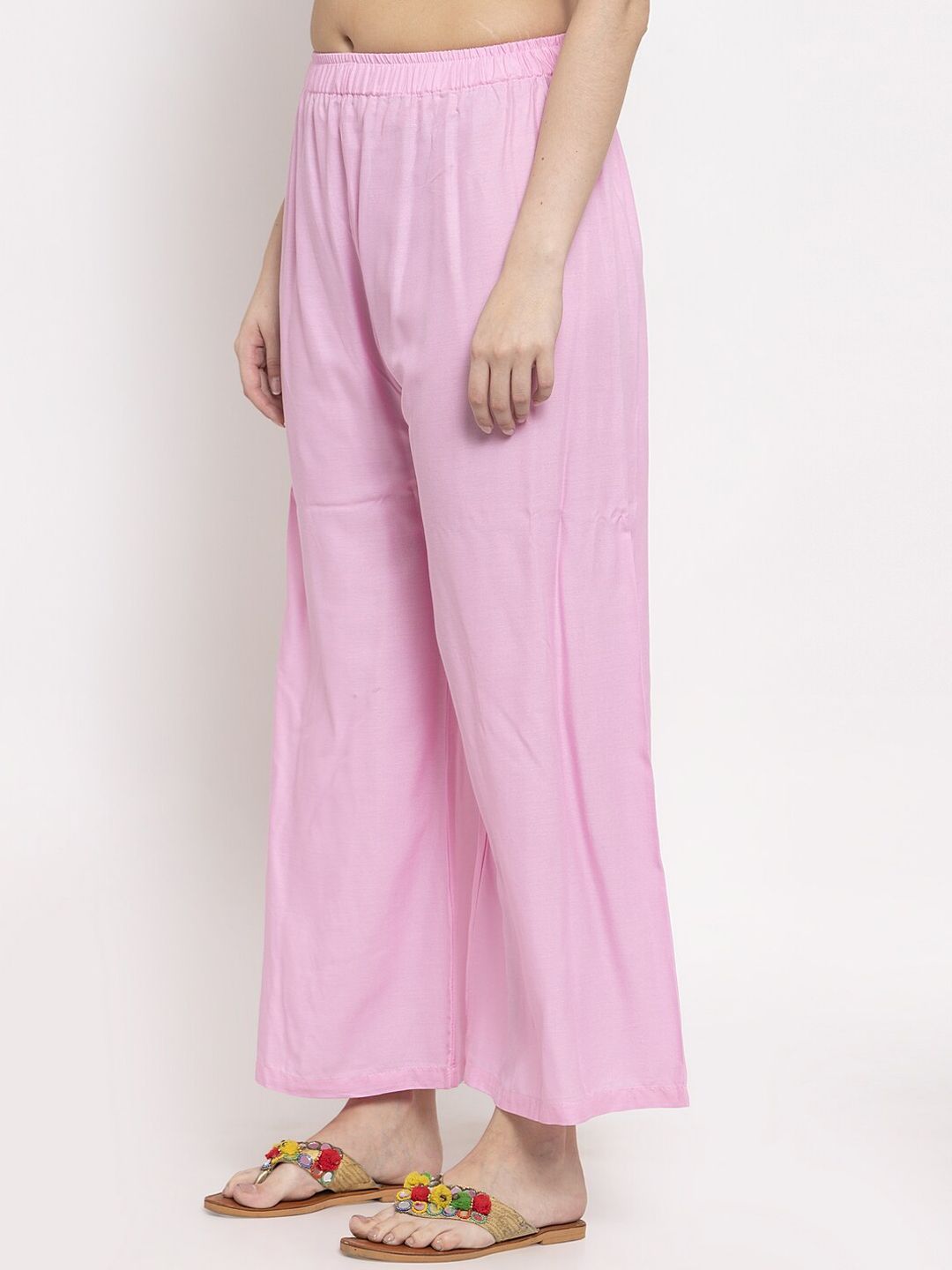TAG 7 Women Pink Solid Flared Palazzos - Distacart