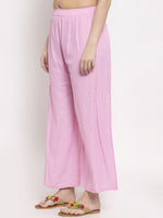 Thumbnail for TAG 7 Women Pink Solid Flared Palazzos
