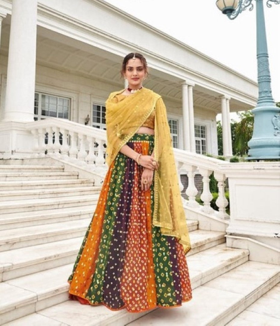 Anaita Multicolor Georgette Lehenga Choli With Sequence & Thread Work - Distacart