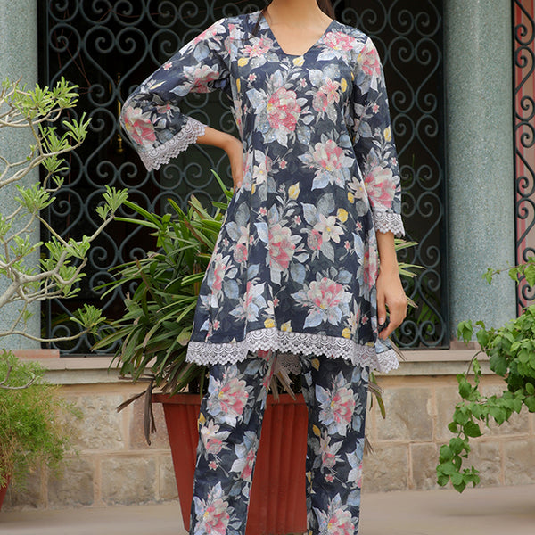 Vaasva Women Black Printed Cord Set With Printed Pants - Distacart