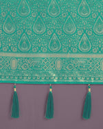 Thumbnail for Monjolika Fashion Turquoise With Gold Bordar Banarasi Woven Satin Saree