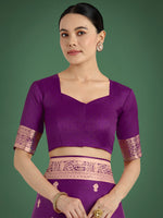 Thumbnail for Monjolika Fashion Purple With Gold Bordar Banarasi Woven Satin Saree