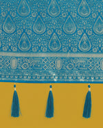 Thumbnail for Monjolika Fashion Cyan blue With Gold Bordar Banarasi Woven Satin Saree
