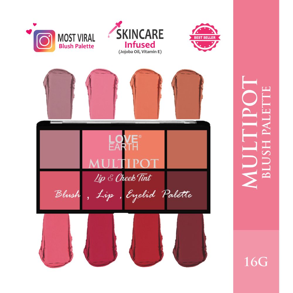 Love Earth Blush, Lips, Eyelid Palette With Richness Of Jojoba Oil And Vitamin E - Distacart