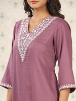 Thumbnail for Ode by House of Pataudi Women Ethnic Motifs Yoke Design Regular Thread Work Kurta with Trousers & With - Distacart