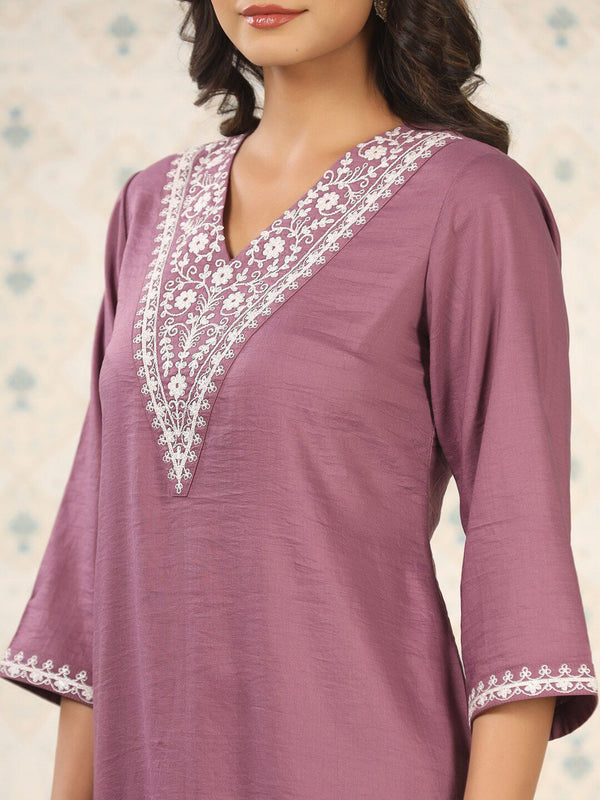 Ode by House of Pataudi Women Ethnic Motifs Yoke Design Regular Thread Work Kurta with Trousers & With - Distacart