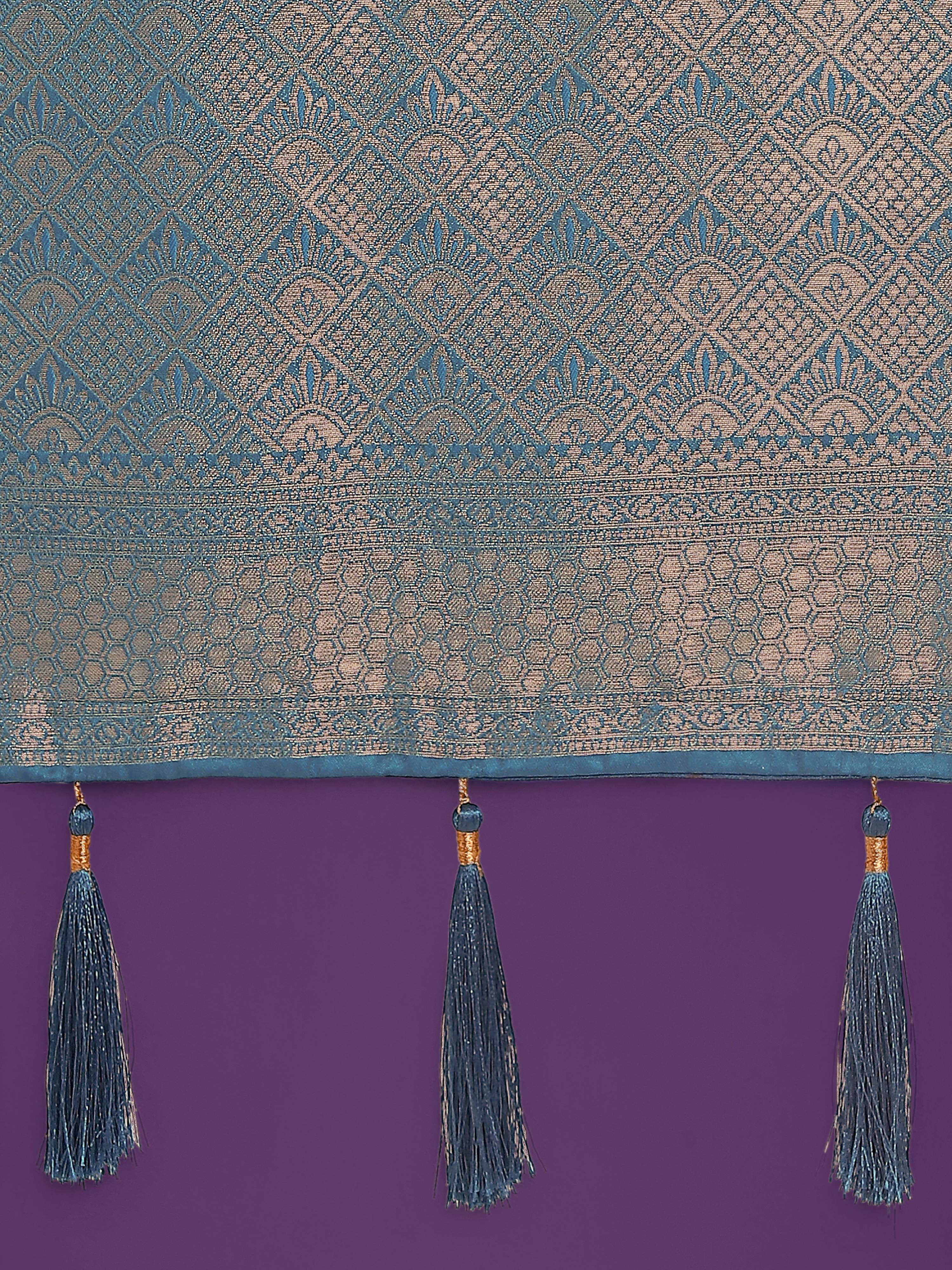 Monjolika Fashion Flattering Cyan blue Banarasi Satin Silk Zari Weaving Work Designer Saree