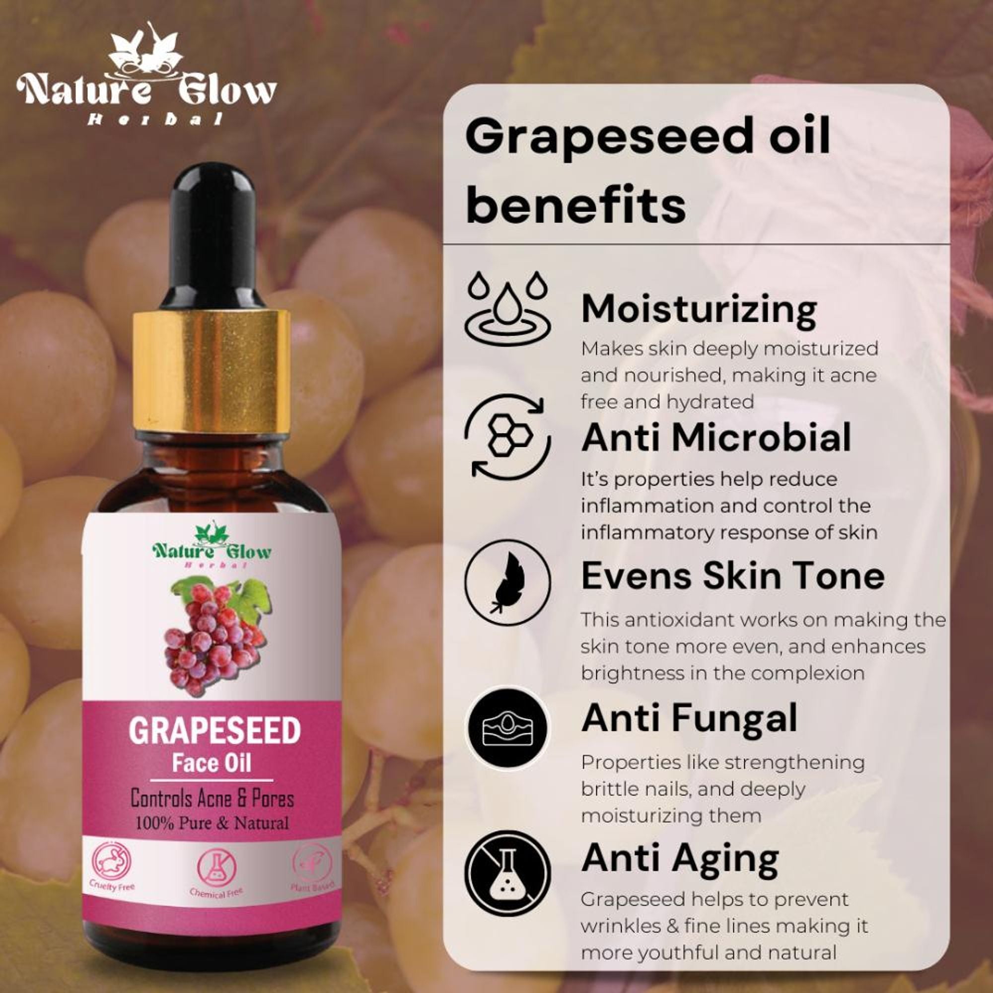 Nature Glow Herbal Grapeseed Facial Oil - Distacart