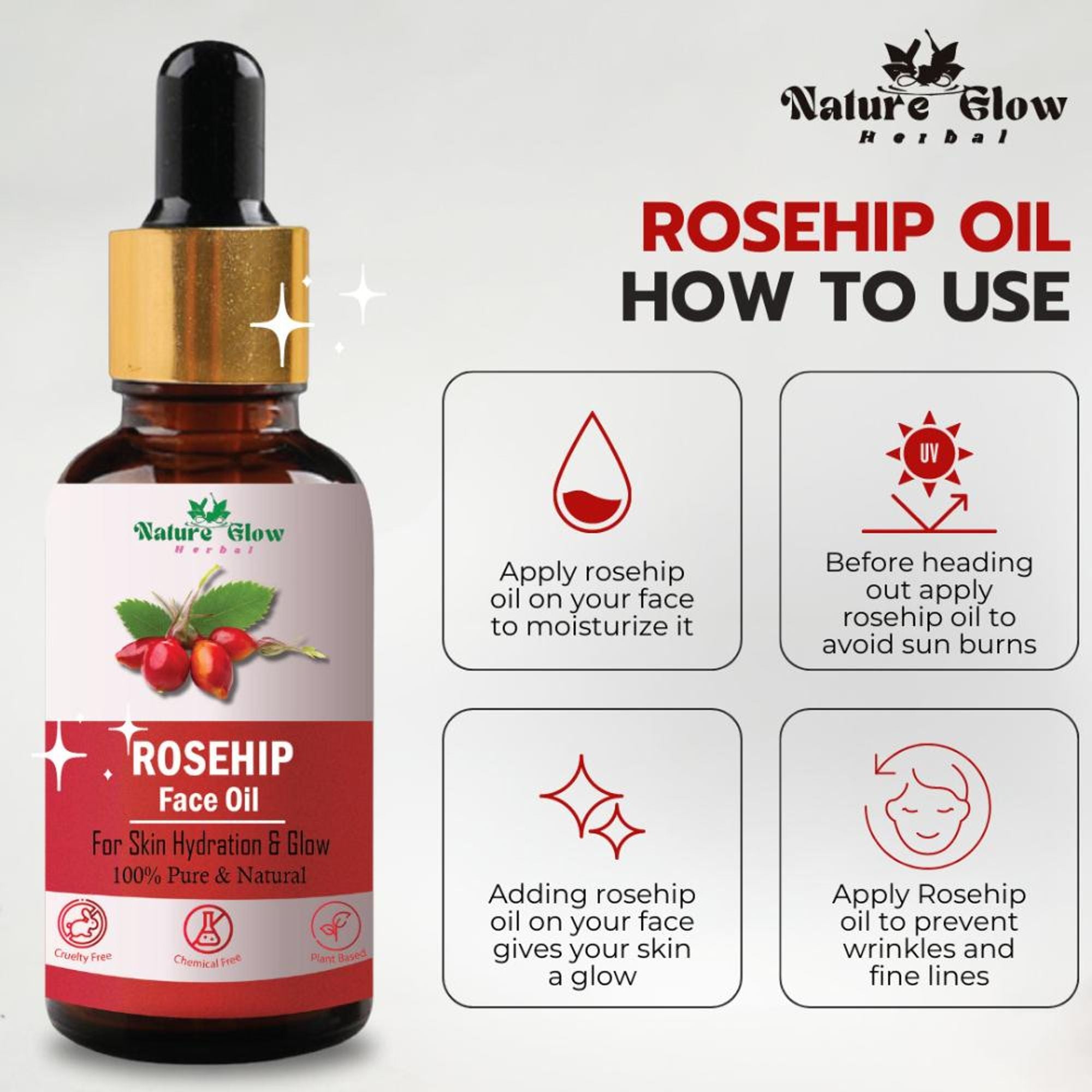 Nature Glow Herbal Rosehip Facial Oil - Distacart