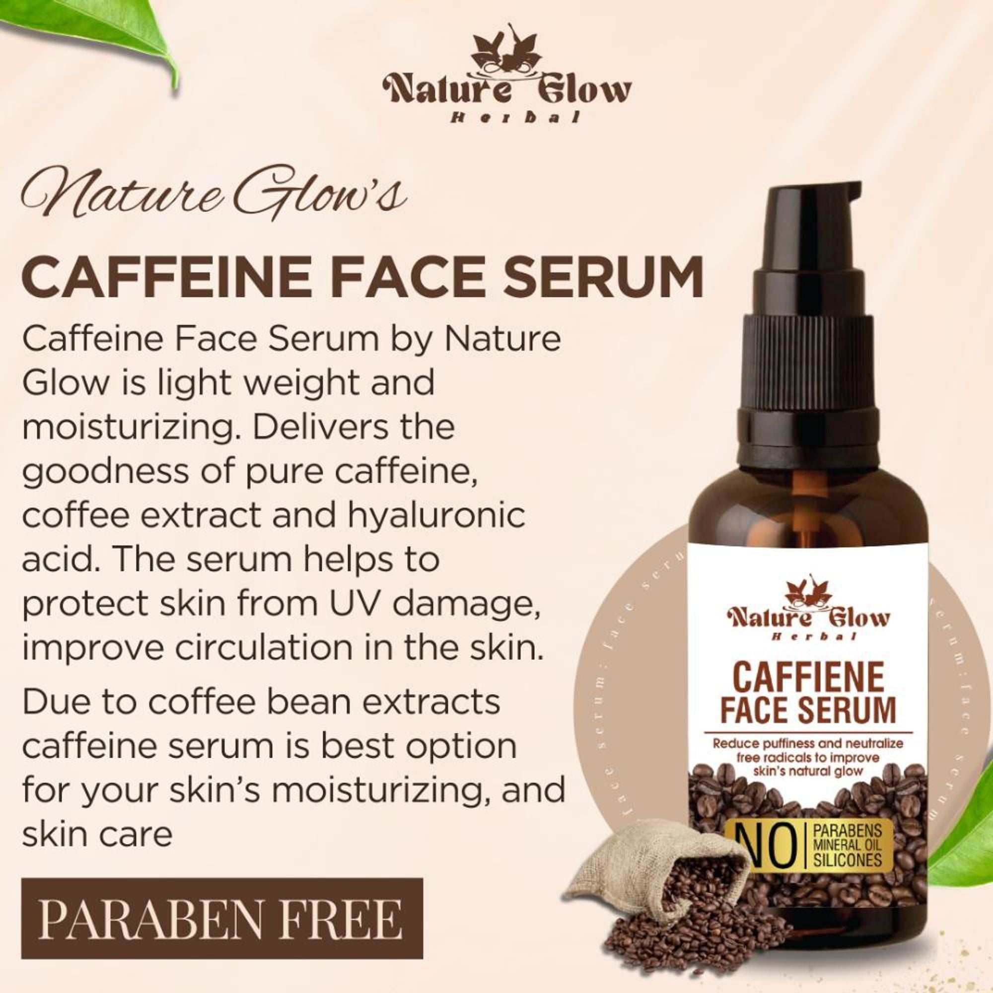 Nature Glow Herbal Caffeine Face Serum - Distacart