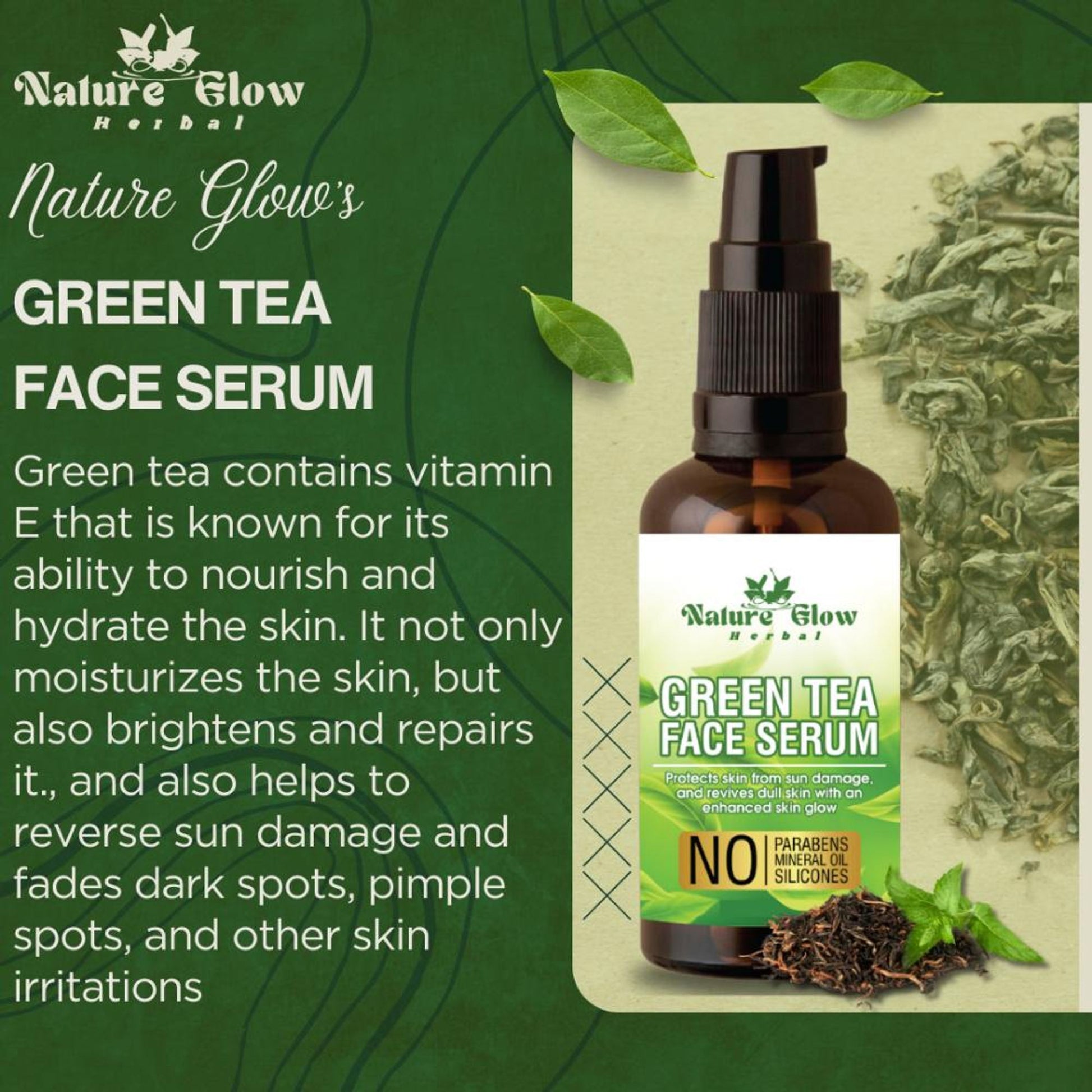 Nature Glow Herbal Green Tea Face Serum - Distacart
