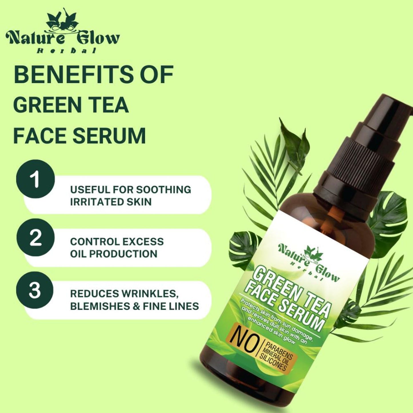 Nature Glow Herbal Green Tea Face Serum - Distacart