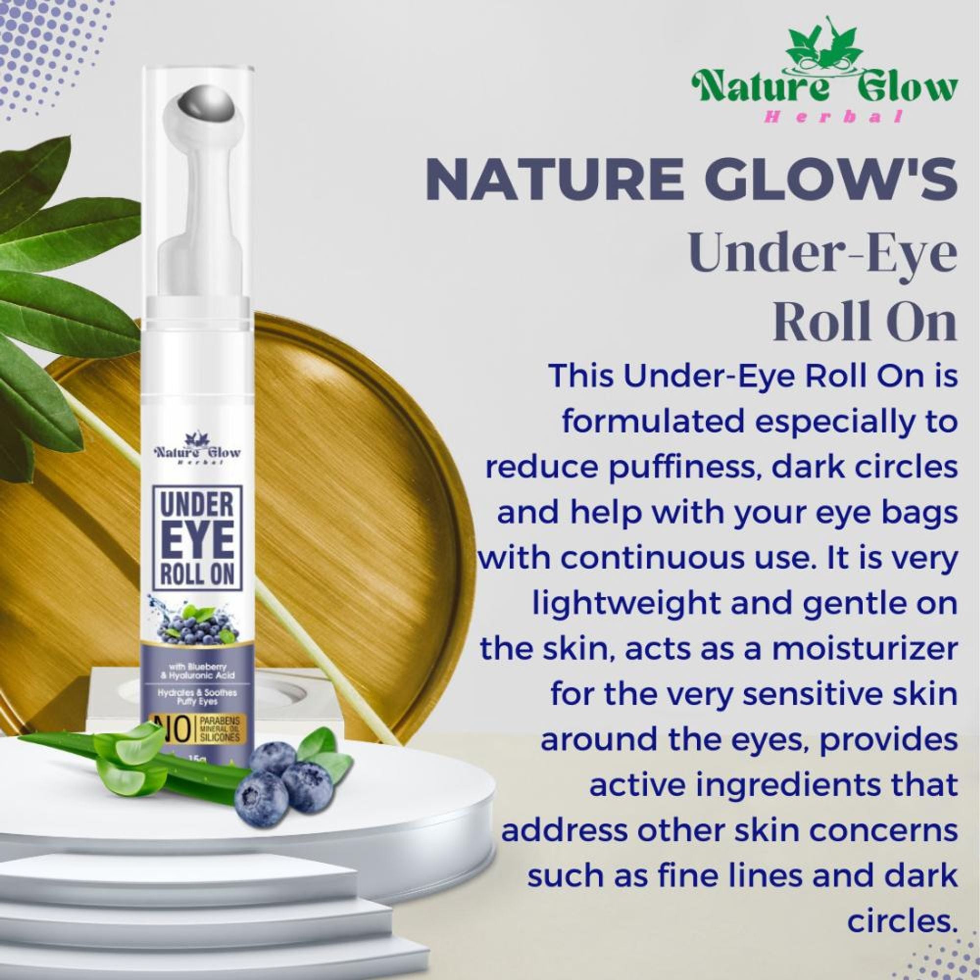 Nature Glow Herbal Under Eye Blueberry Roll On - Distacart