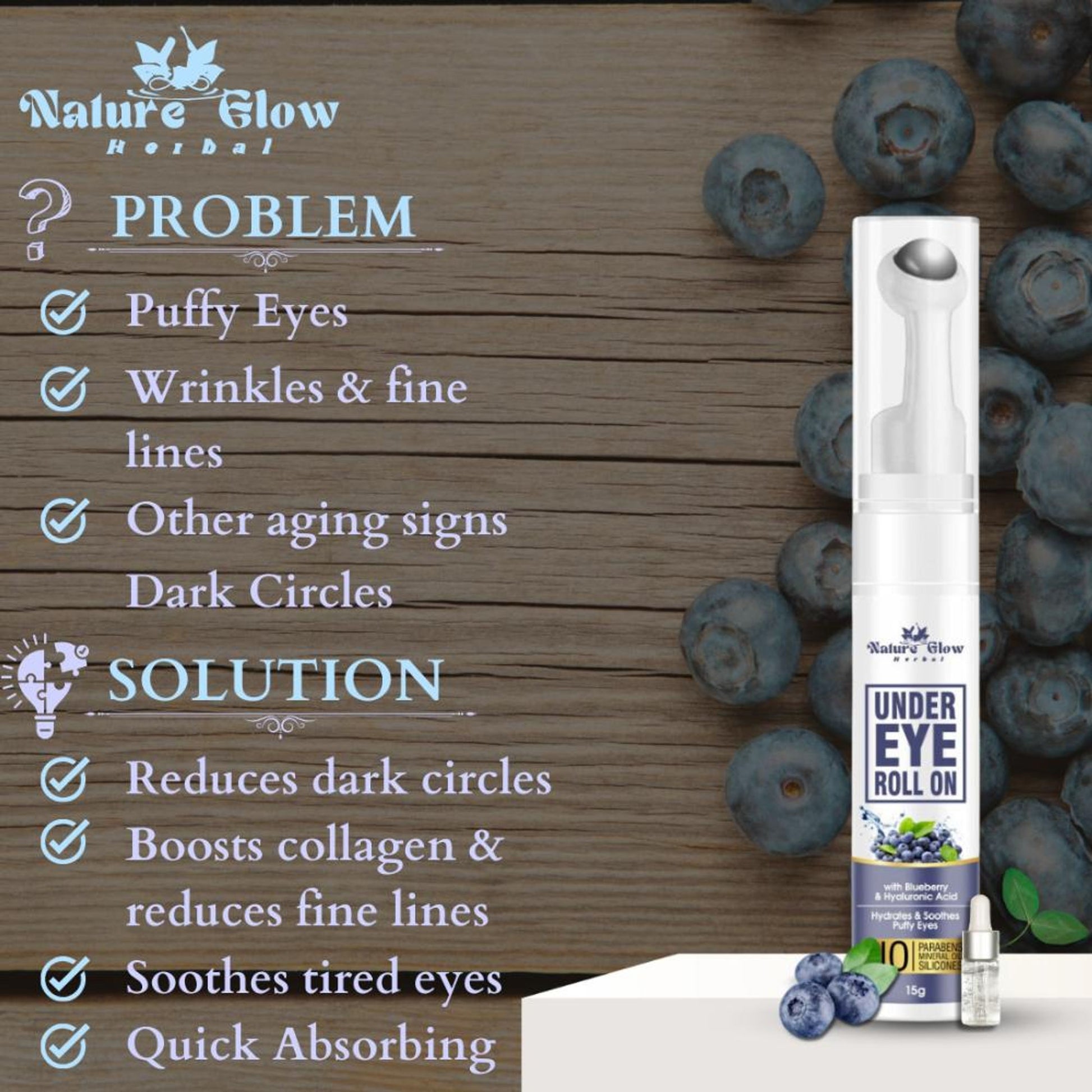 Nature Glow Herbal Under Eye Blueberry Roll On - Distacart