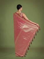 Thumbnail for Monjolika Fashion Flattering Dark Pink Banarasi Satin Silk Zari Weaving Work Designer Saree