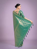Thumbnail for Monjolika Fashion Flattering Turquoise Banarasi Satin Silk Zari Weaving Work Designer Saree