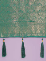 Thumbnail for Monjolika Fashion Flattering Turquoise Banarasi Satin Silk Zari Weaving Work Designer Saree