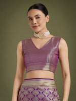 Thumbnail for Monjolika Fashion Flattering Purple Banarasi Satin Silk Zari Weaving Work Designer Saree