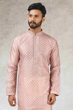 Thumbnail for Raivat Ethnic Art Silk Printed Work Kurta Pajama In Pink Colour - Distacart