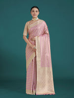 Thumbnail for Monjolika Fashion Wonderful Light Lilac Soft Banarasi Satin Silk Leheriya Design Saree