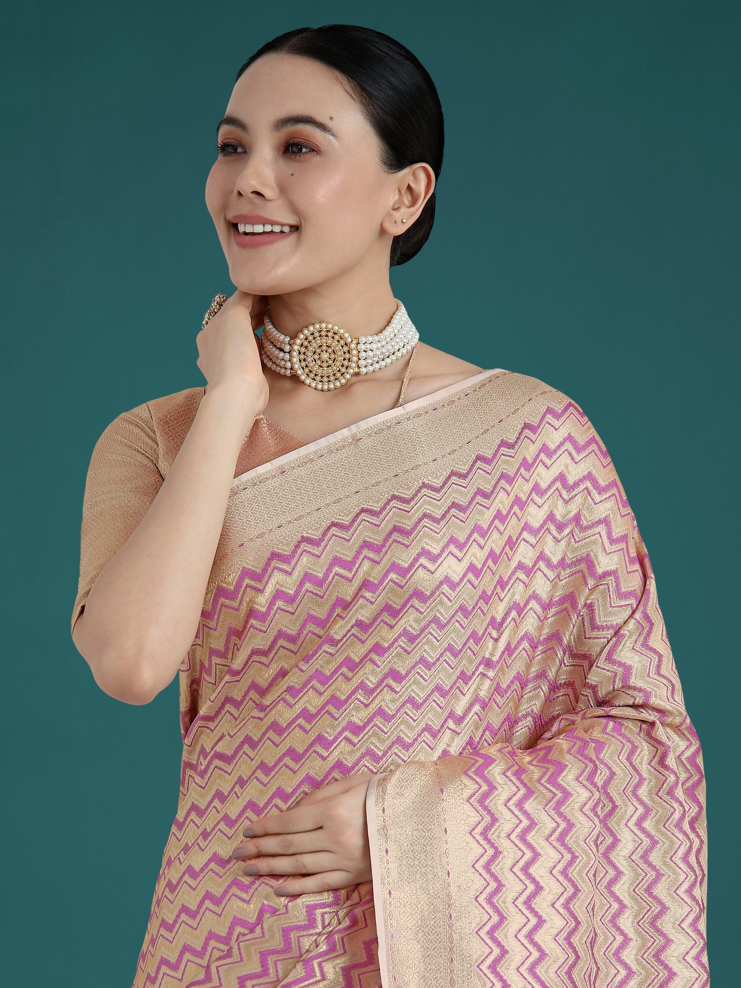 Monjolika Fashion Wonderful Light Lilac Soft Banarasi Satin Silk Leheriya Design Saree