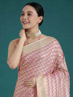 Thumbnail for Monjolika Fashion Wonderful Light Lilac Soft Banarasi Satin Silk Leheriya Design Saree