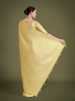 Thumbnail for Monjolika Fashion Wonderful Light Yellow Soft Banarasi Satin Silk Leheriya Design Saree