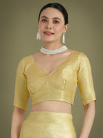 Thumbnail for Monjolika Fashion Wonderful Light Yellow Soft Banarasi Satin Silk Leheriya Design Saree