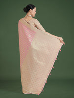 Thumbnail for Monjolika Fashion Wonderful Light Pink Soft Banarasi Satin Silk Leheriya Design Saree