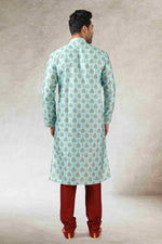 Thumbnail for Raivat Ethnic Art Silk Printed Work Kurta Pajama In Pista Green Colour - Distacart