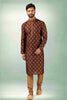Raivat Ethnic Art Silk Printed Work Kurta Pajama In Brown Colour - Distacart