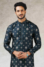 Thumbnail for Raivat Ethnic Art Silk Printed Work Kurta Pajama In Teal Green Colour - Distacart