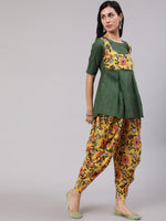 Thumbnail for Aks Floral Printed Pure Cotton Kurti With Dhoti Pants - Distacart