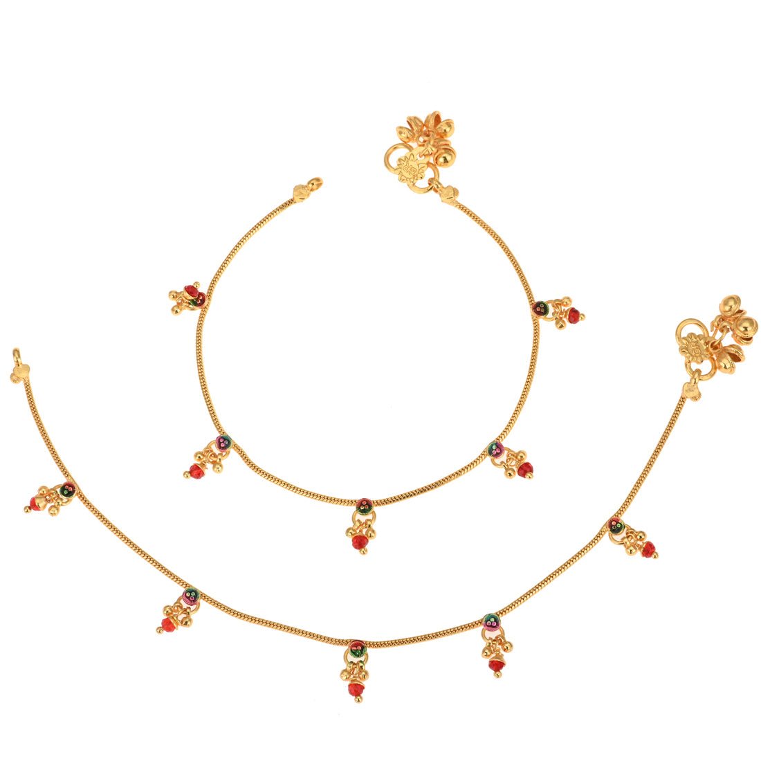 AanyaCentric Gold Plated Traditional Anklets Payal - Classic and Stylish for Women and Girls - Distacart