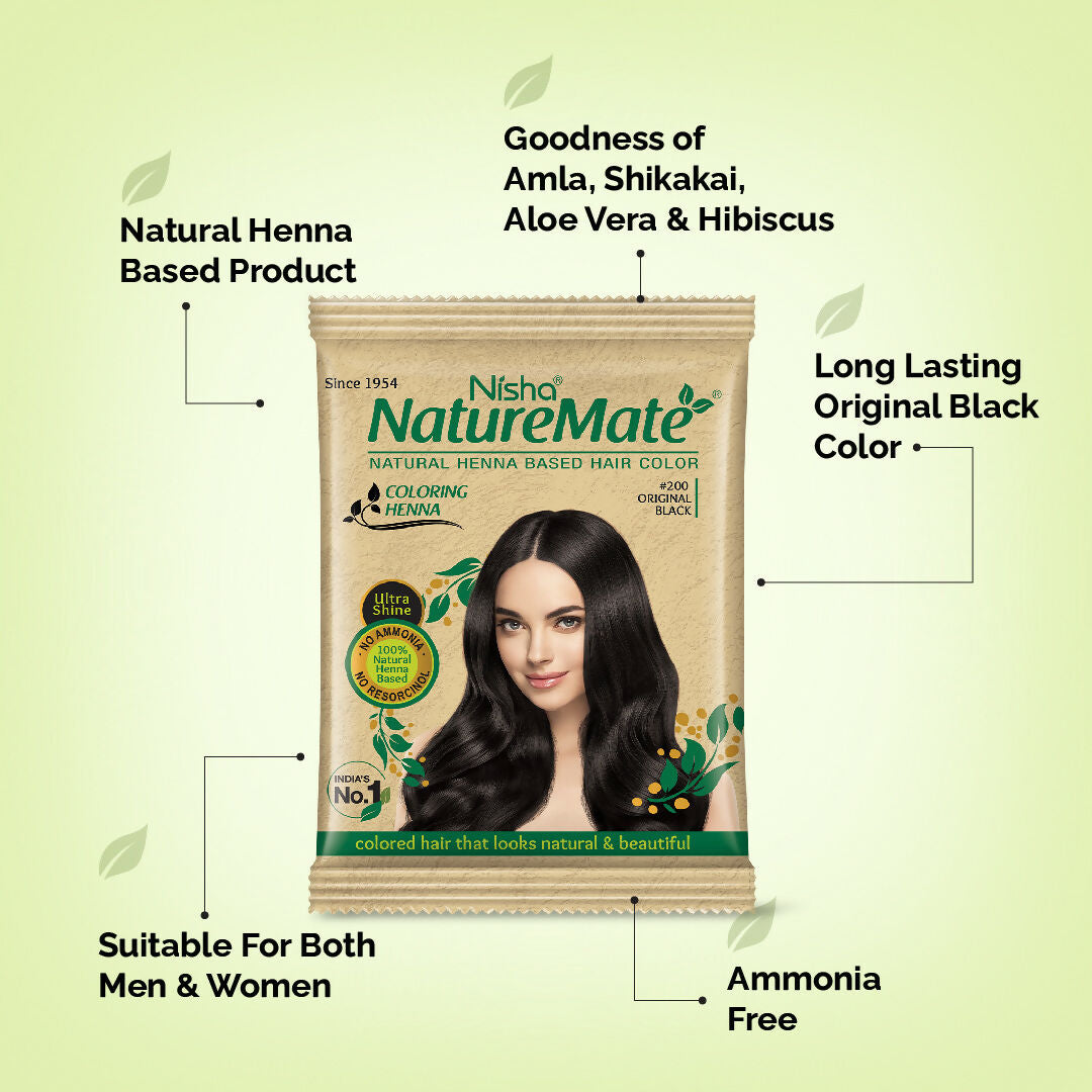 Nisha Nature Mate Henna-Based Hair Color Powder Sachet (Pack of 10) - Distacart