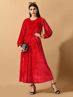 Thumbnail for Myshka Women's Pink Fit and Flare Party Dress - Distacart