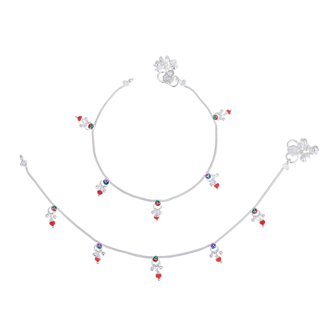 AanyaCentric Silver Plated Traditional Anklets Payal - Classic and Stylish for Women and Girls - Distacart
