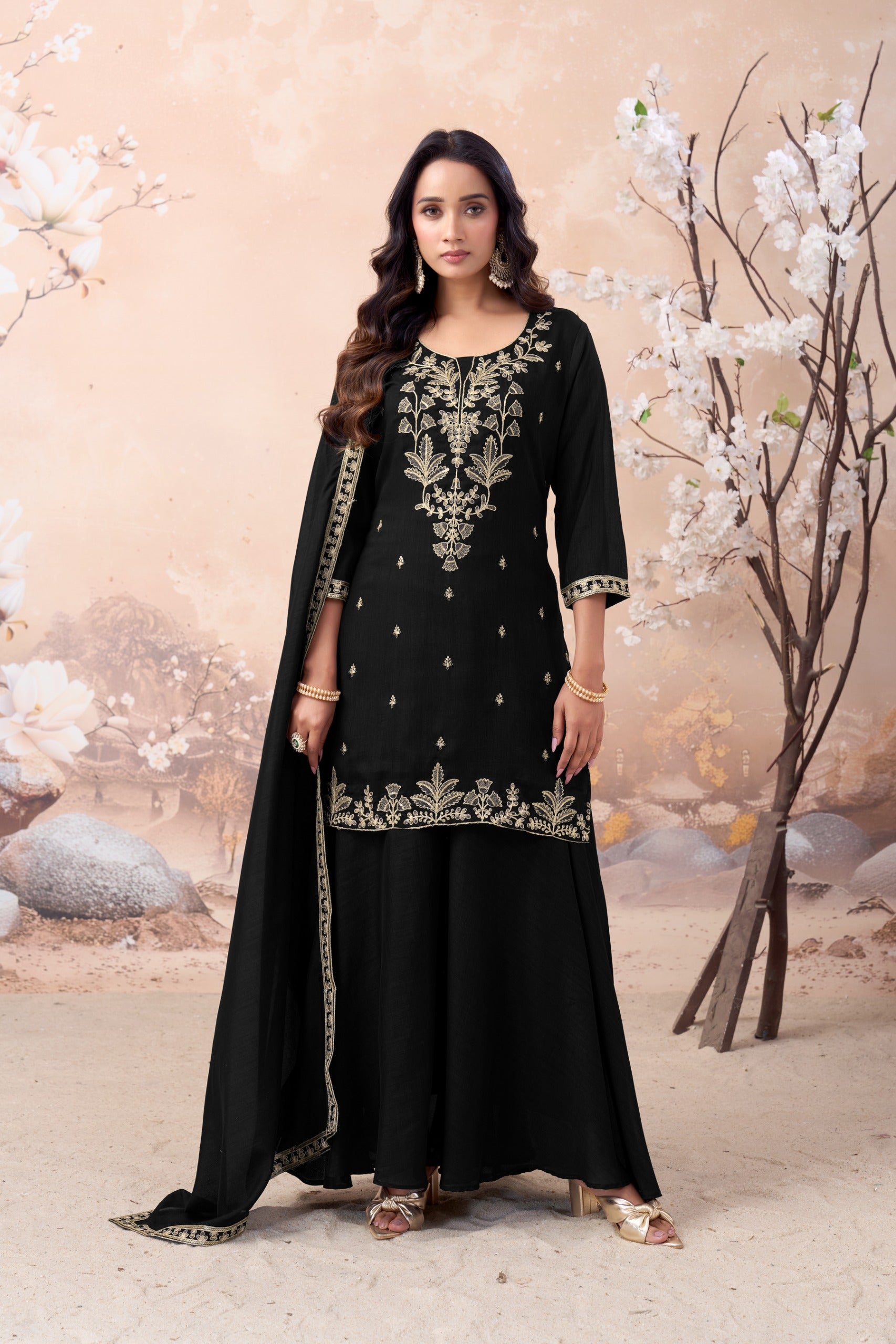 Anaita Black Vichitra Silk Readymade Suit with Coding Work - Dista
