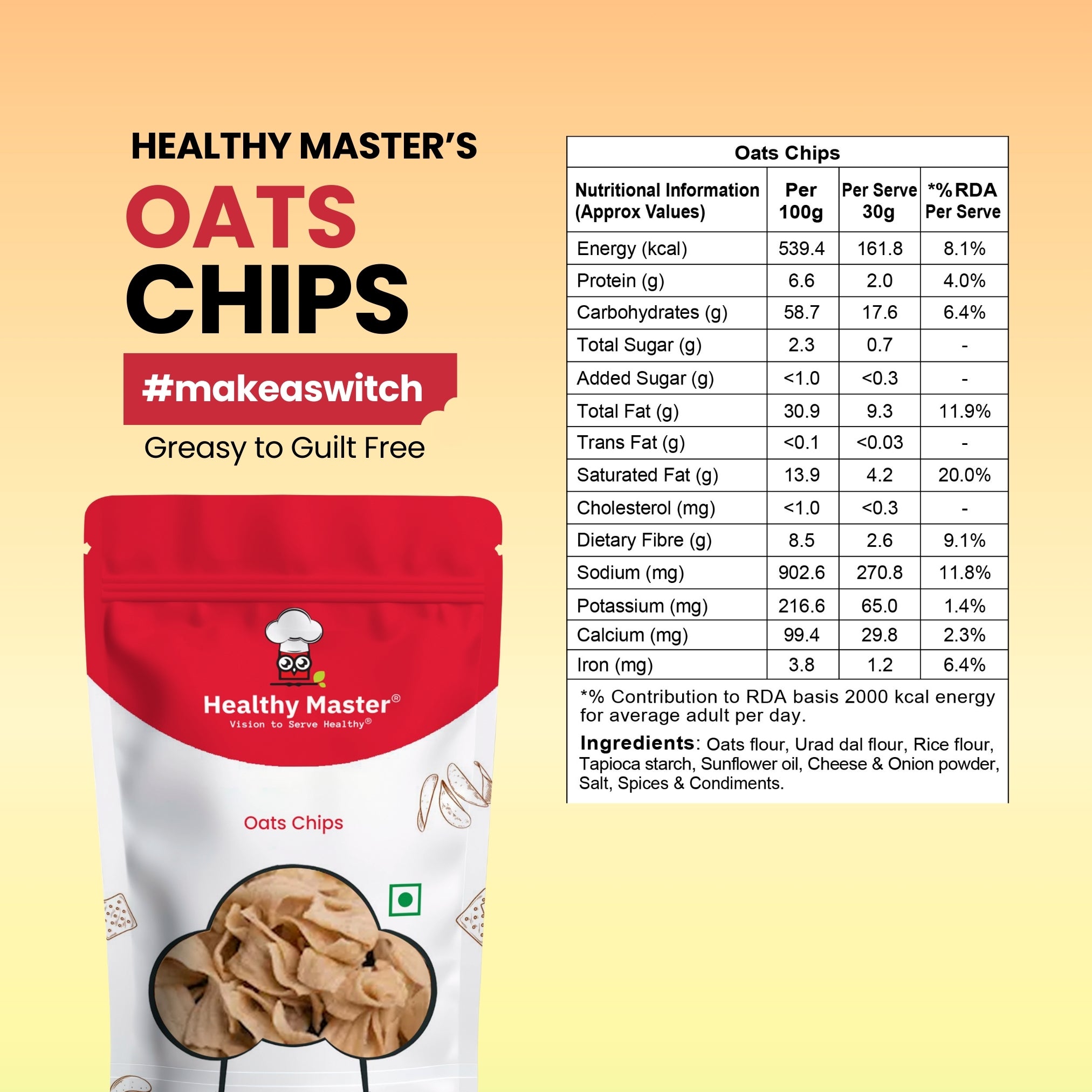 Healthy Master Light & Crispy Oats Chips - Distacart