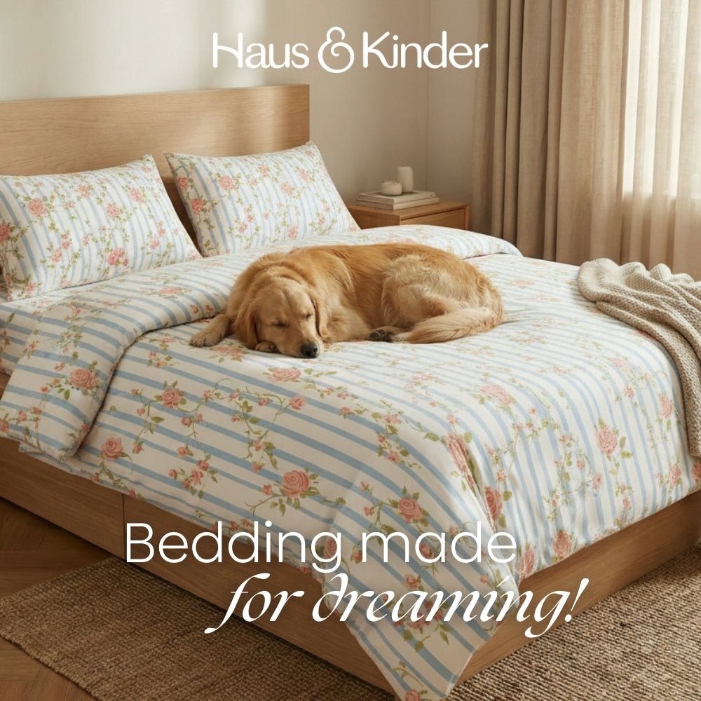 Haus & Kinder Rosaline Stripes 100% Cotton Double Size Bedsheet, 144 TC - Dista