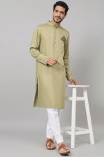 Thumbnail for Laurel Embroidered Cotton Kurta by Hilo Design