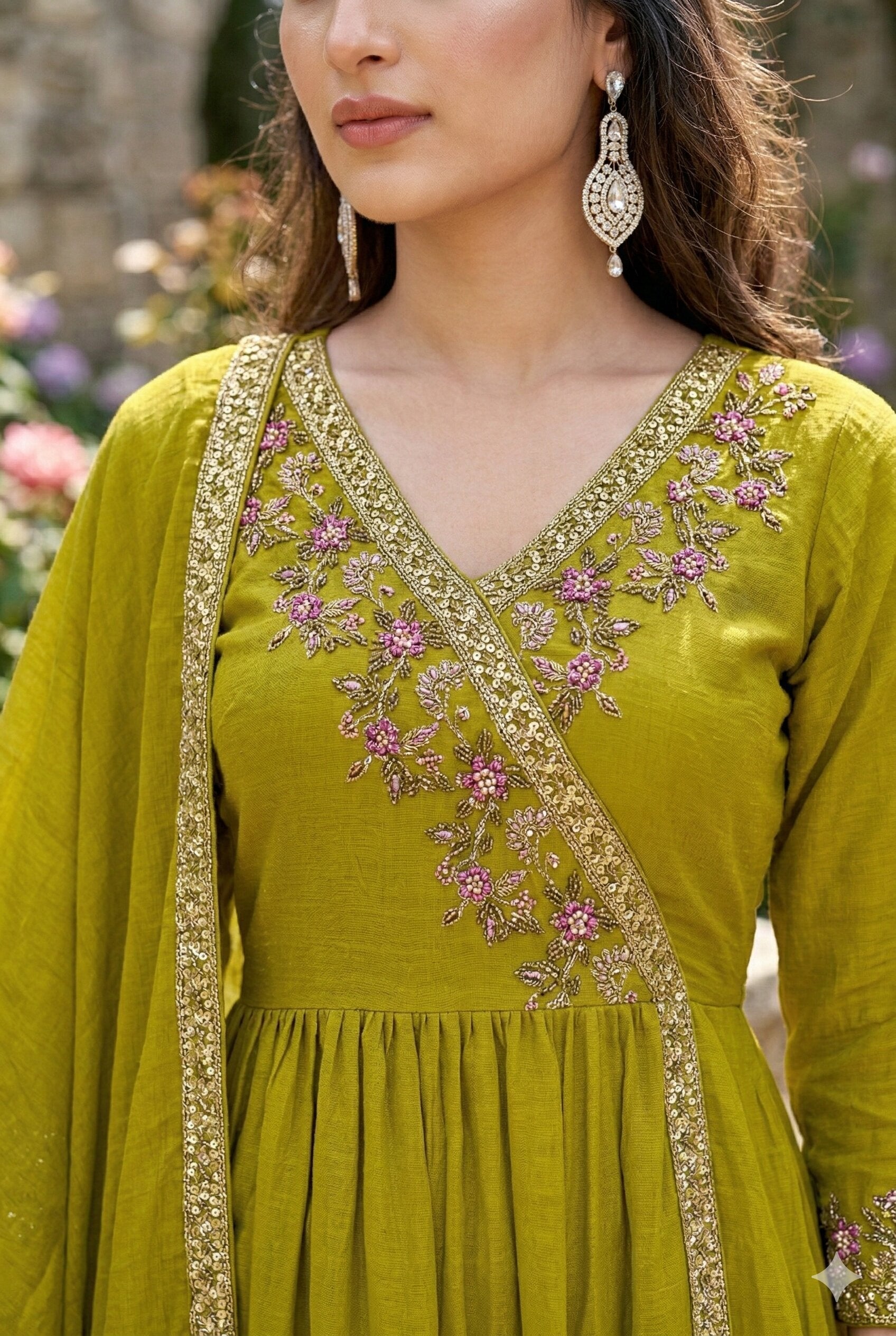 Anaita Yellow Anarkali Readymade Suit with Embroidery Work - Dista