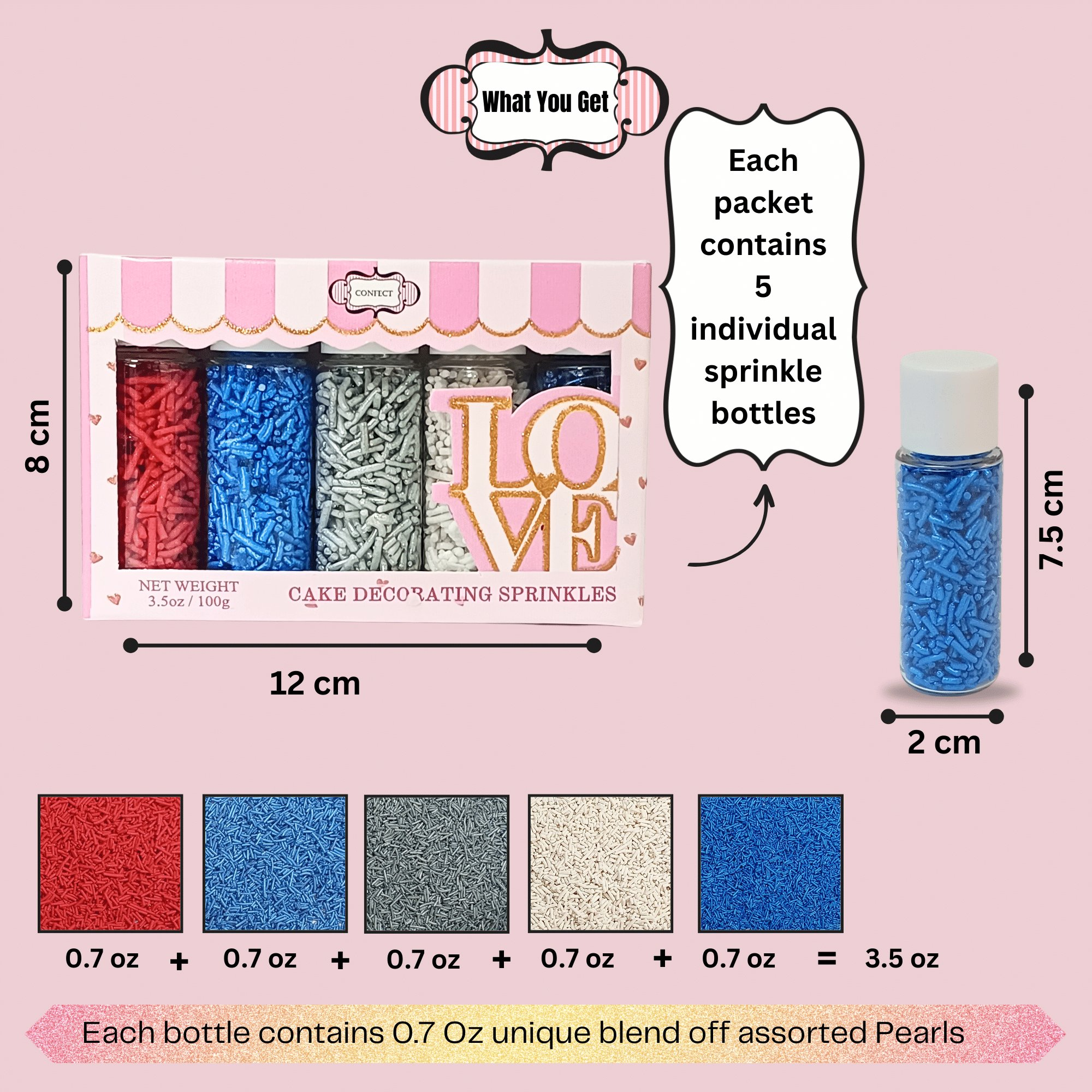 confect edible patriotic sprinkles mix red white blue silver jimmies justice league sprinkles pack of 5 j4 08