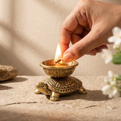 pure brass turtle diya