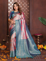 Thumbnail for Aastha Fashion Magenta Tissue Silk Weaving Saree - Distacart