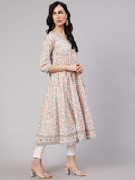 Thumbnail for Aks Floral Printed Cotton Anarkali Kurta - Distacart