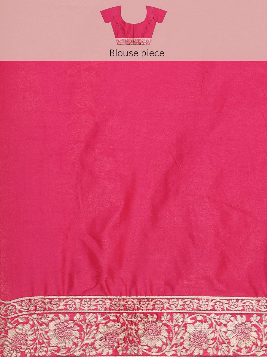 Anouk Pink & Gold-Coloured Woven Design Pure Silk Heavy Work Banarasi Saree - Distacart