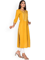 Thumbnail for Swasti Women Yellow Embellished Mirror Work Kurta