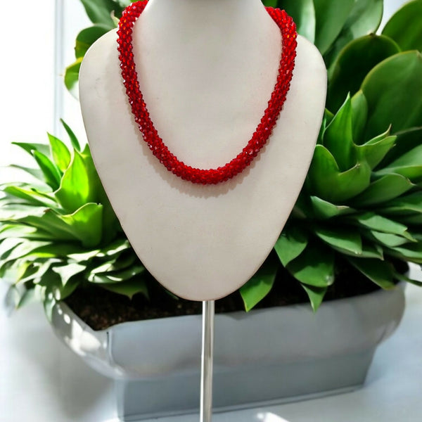Inhanns Noor-E-Jalwa – Handmade Crystal Bead Necklace -Adjustable - Red Only Necklace - Distacart