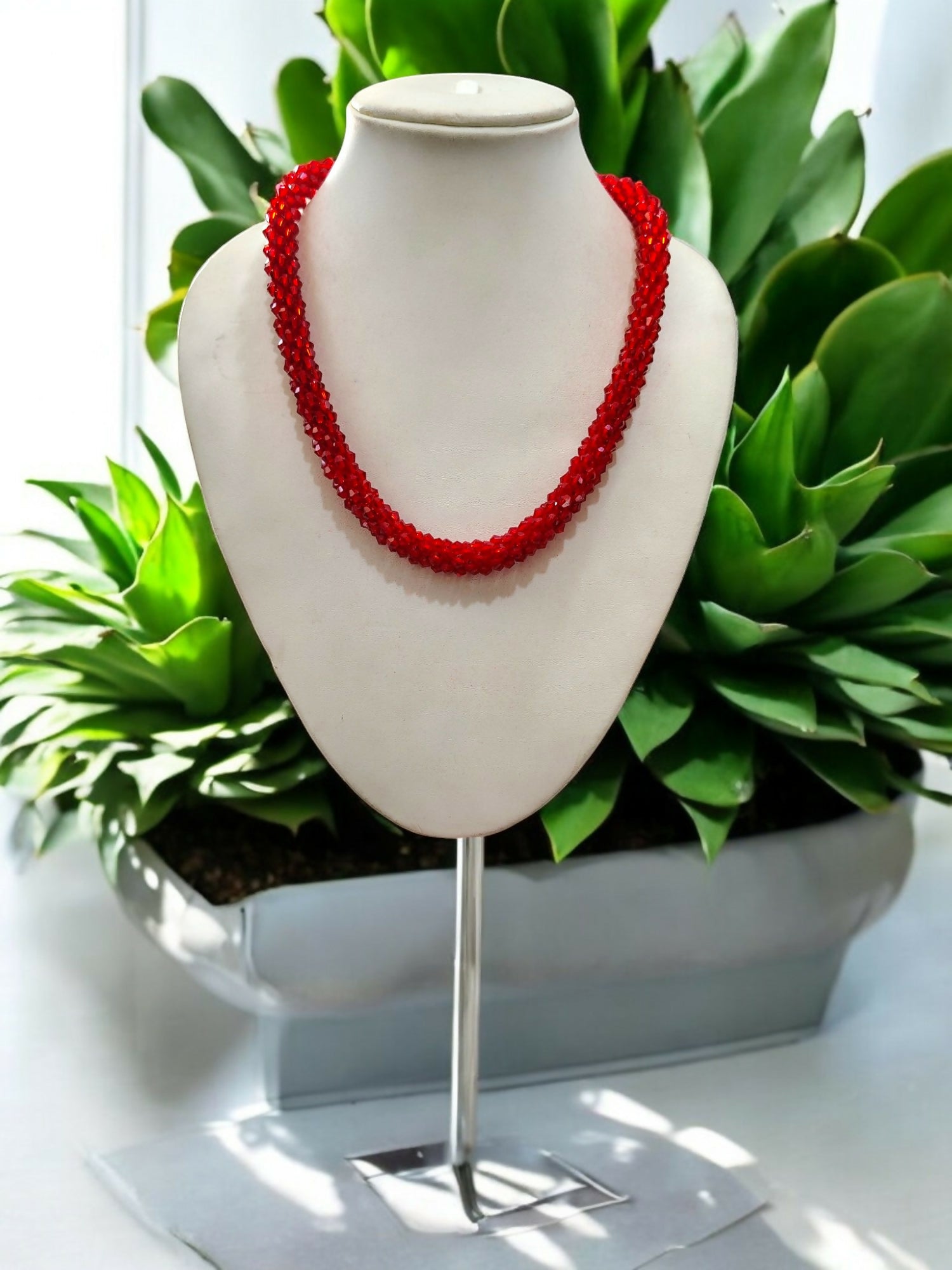 Inhanns Noor-E-Jalwa – Handmade Crystal Bead Necklace -Adjustable - Red Only Necklace - Distacart